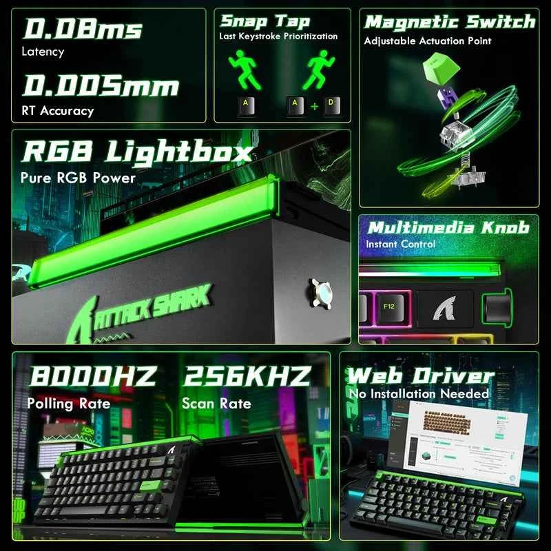 ATTACK SHARK R85 HE Rapid Trigger Keyboard - Moonlight