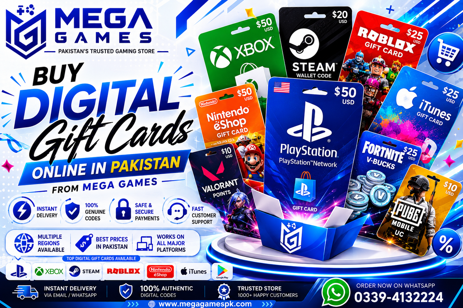 Buy Digital Gift Cards Online in Pakistan from Mega Games