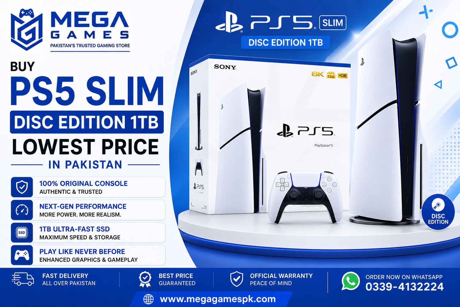 Buy PS5 Slim Disc Edition 1TB Lowest Price in Pakistan