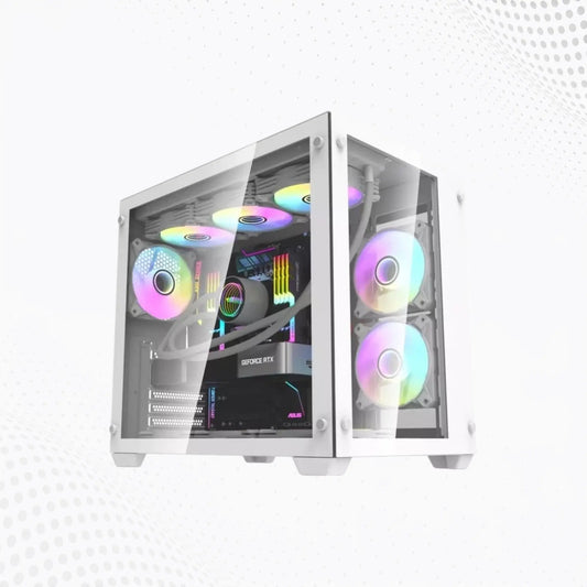 Aigo DarkFlash C285 ATX Gaming Case – White, RGB, Tempered Glass Mega Games