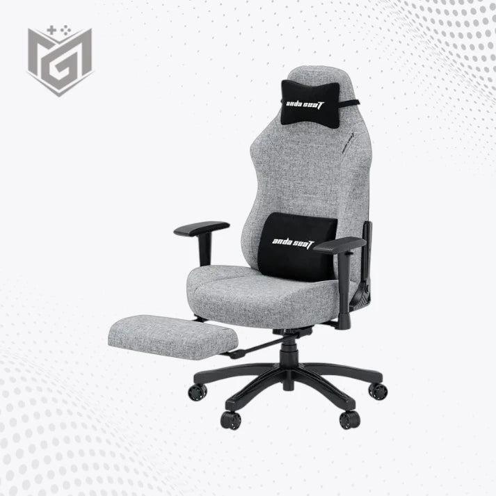 Close-up of breathable gray fabric on the AndaSeat Luna Pro gaming chair