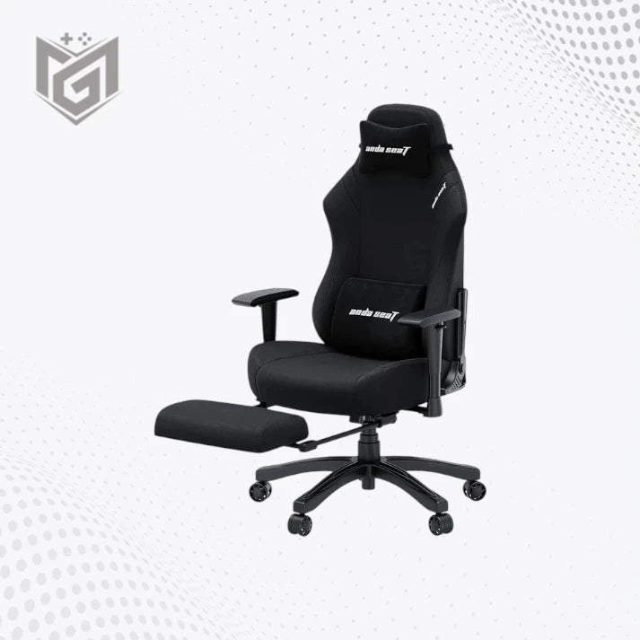 AndaSeat Luna Pro large gaming chair with footrest in black fabric, buy in Pakistan
