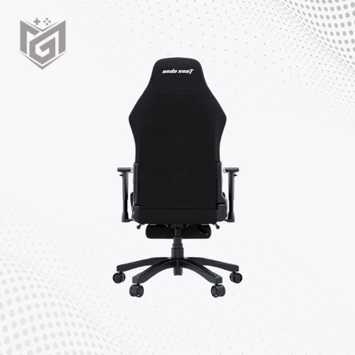 Back of the AndaSeat Luna Pro large black fabric gaming chair