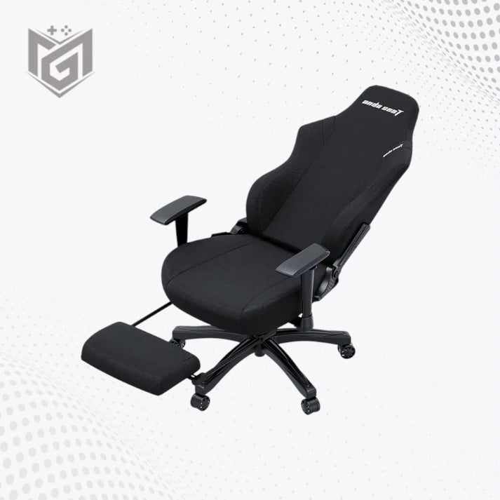 AndaSeat Luna Pro gaming chair with retractable footrest extended