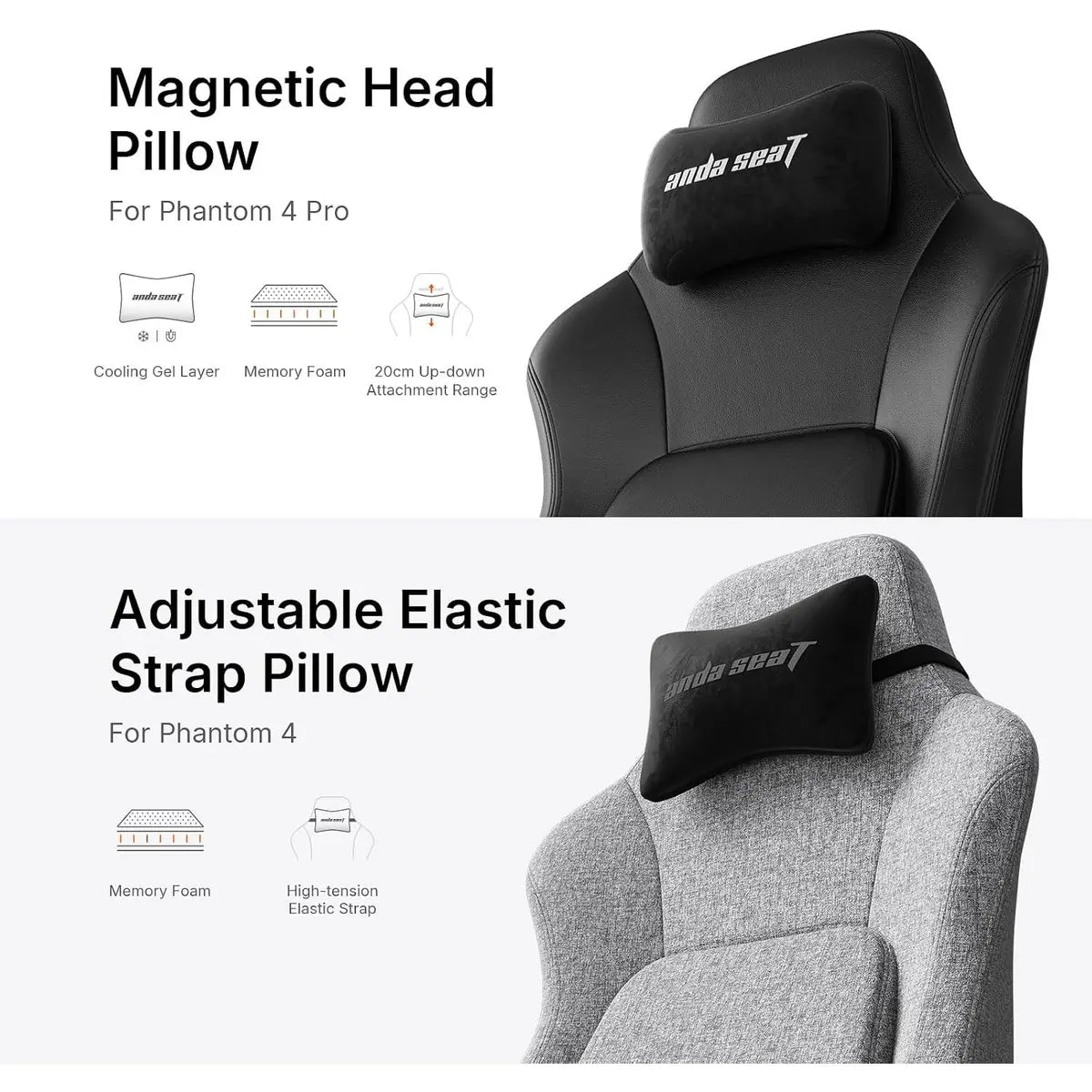 AndaSeat Phantom 4 Pro magnetic head pillow Mega Games