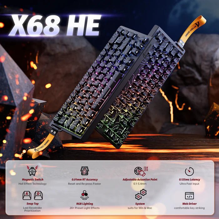 Attackshark X68 HE - Black Contour Gaming Keyboard Best Price In Pakistan - Mega Games