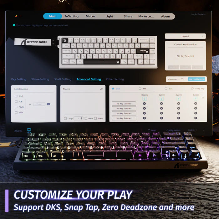 Attackshark X68 HE - Black Contour Gaming Keyboard