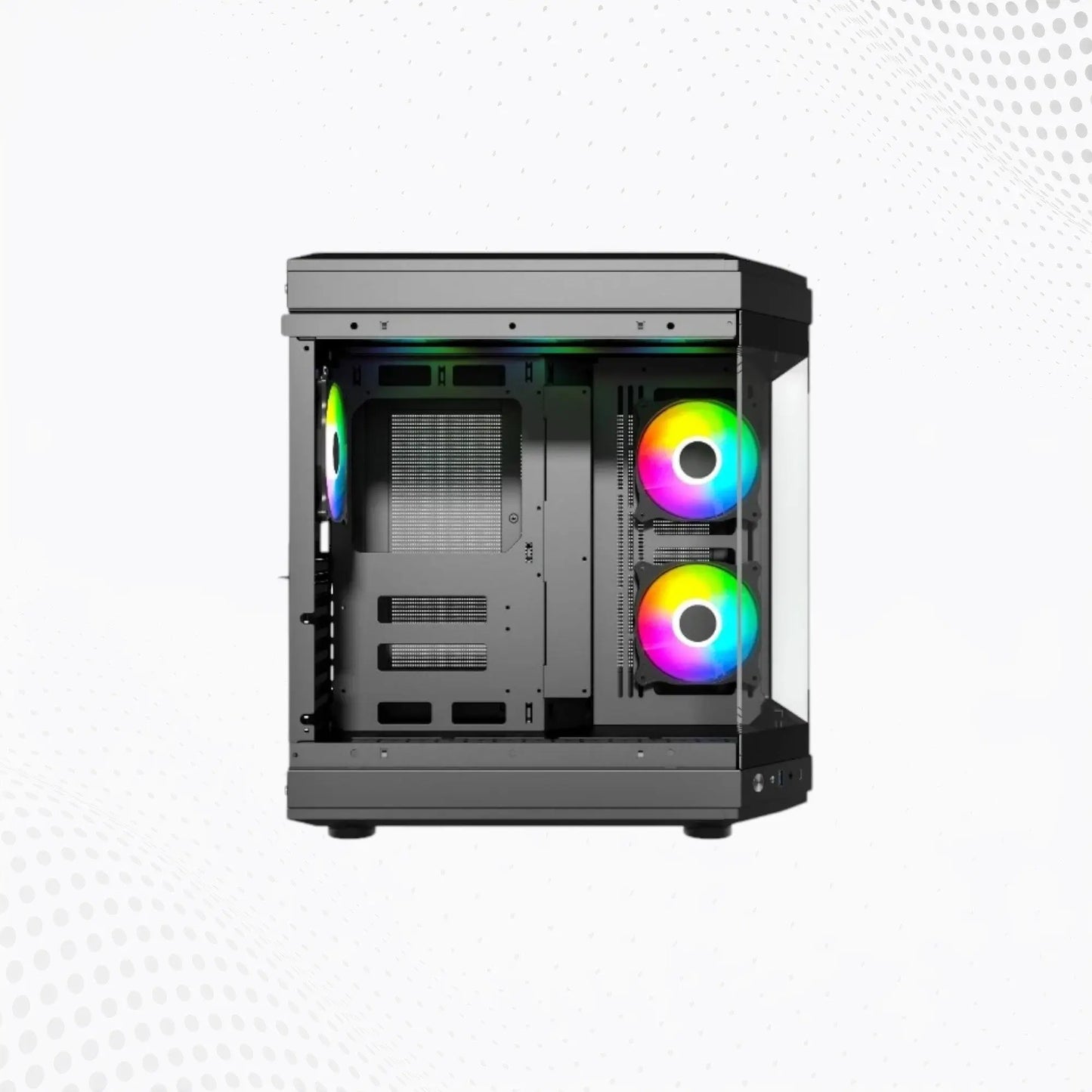 Thunder Rogue TGC-657B Black Mid-Tower ATX Gaming Case – Dual Chamber, Panoramic Tempered Glass Mega Games