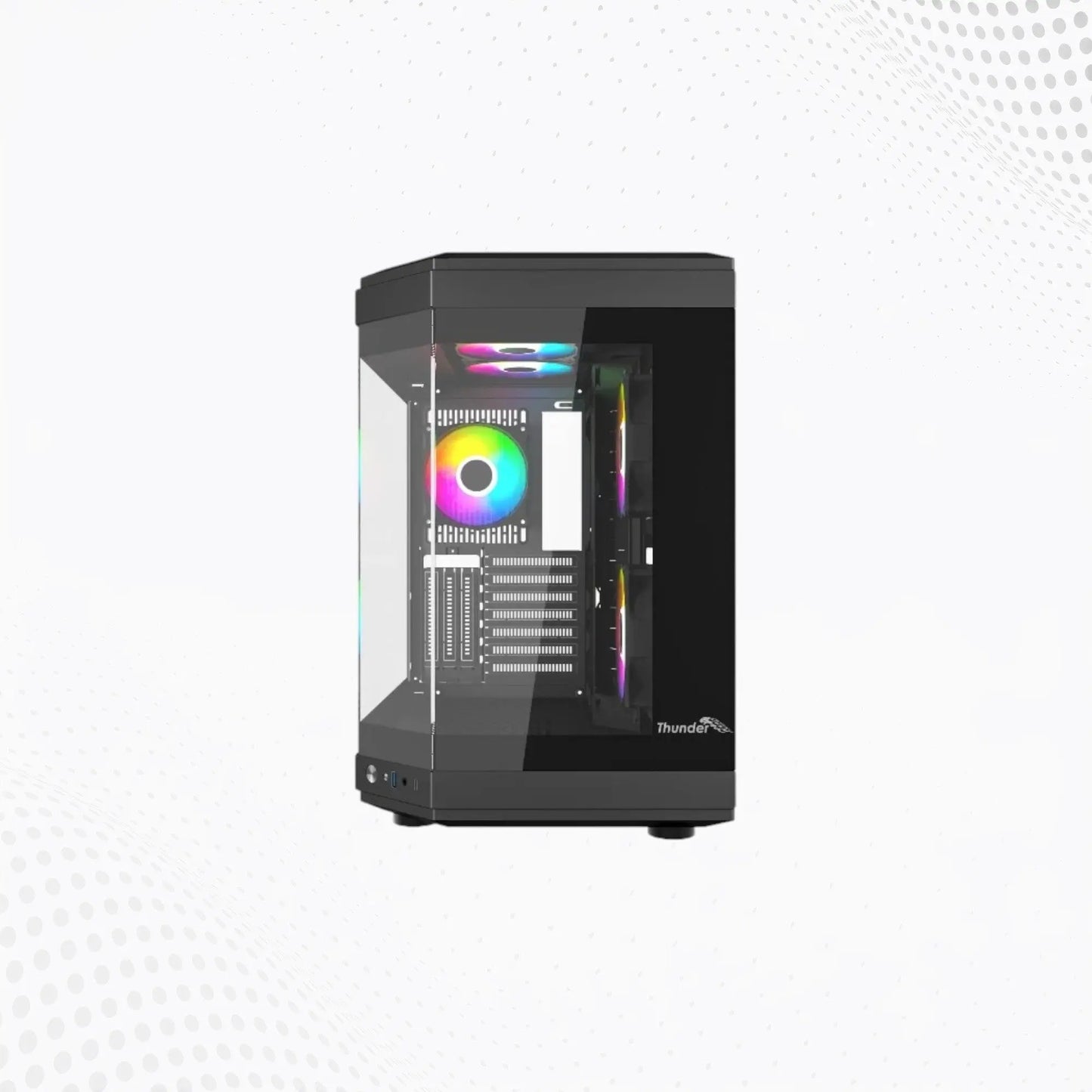 Thunder Rogue TGC-657B Black Mid-Tower ATX Gaming Case – Dual Chamber, Panoramic Tempered Glass Mega Games