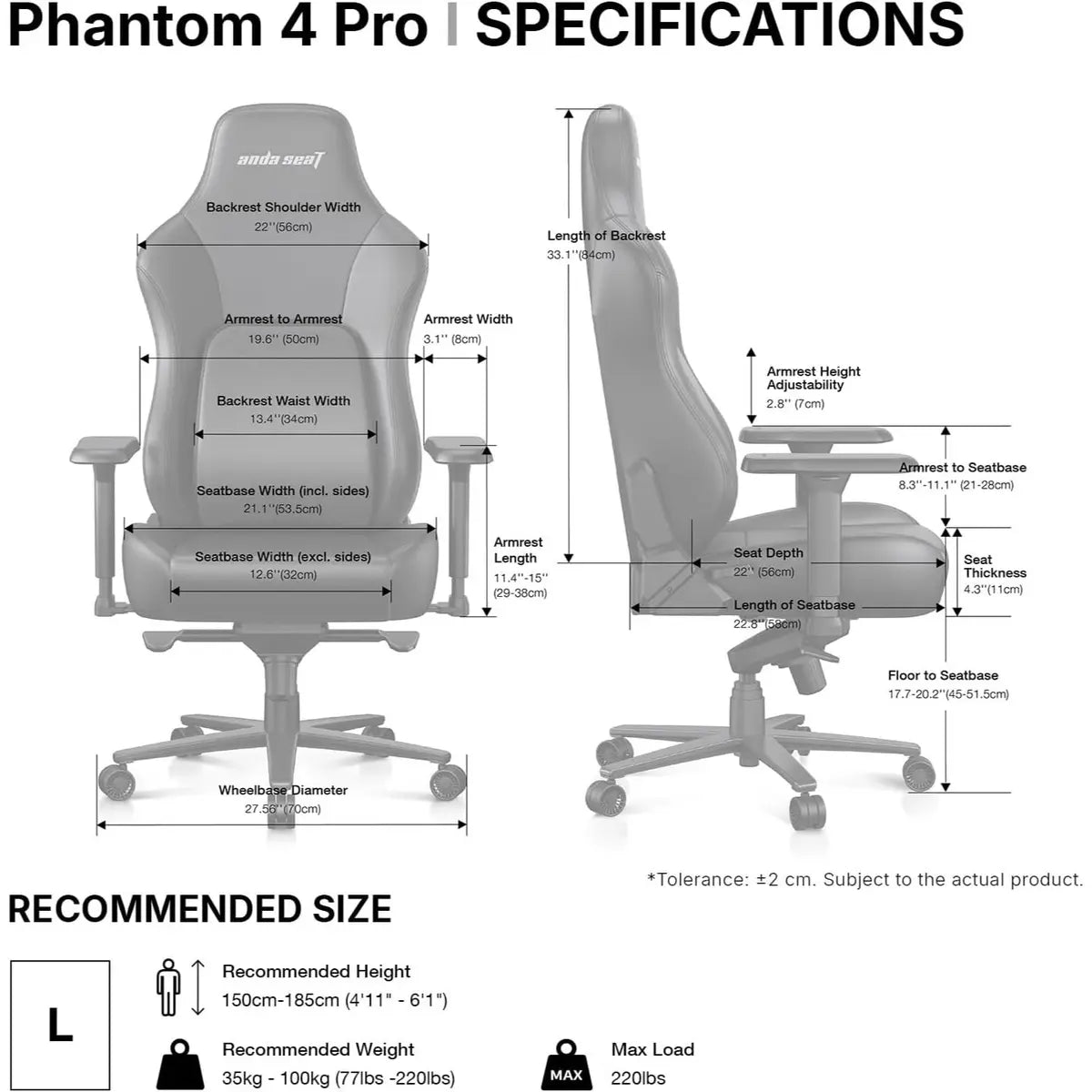 AndaSeat Phantom 4 Pro adjustable armrests Mega Games