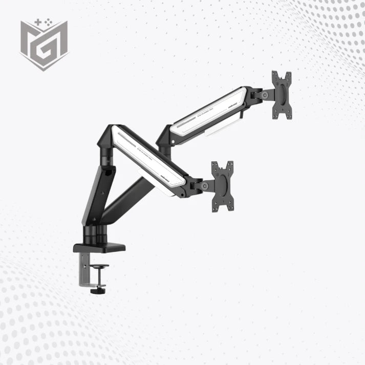 AndaSeat STEALTH II Duo A6D-2S Black White Dual Monitor Arm AD-W-A6D-2S-BW - Mega Games