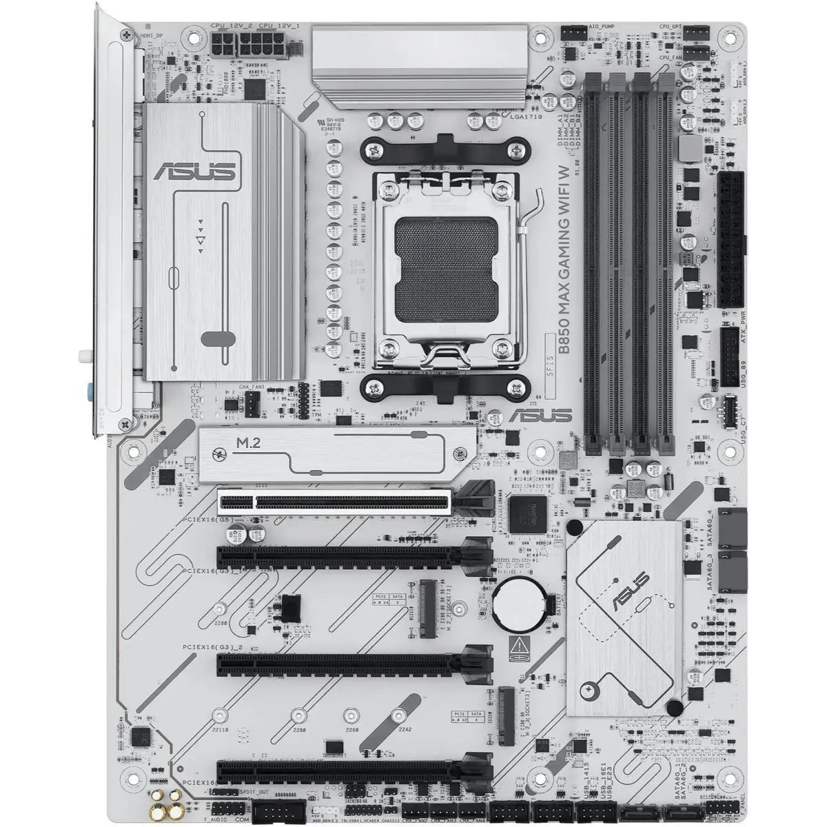 ASUS B850 Max Gaming WiFi W price in Pakistan at Mega Games, white AMD B850 AM5 ATX motherboard