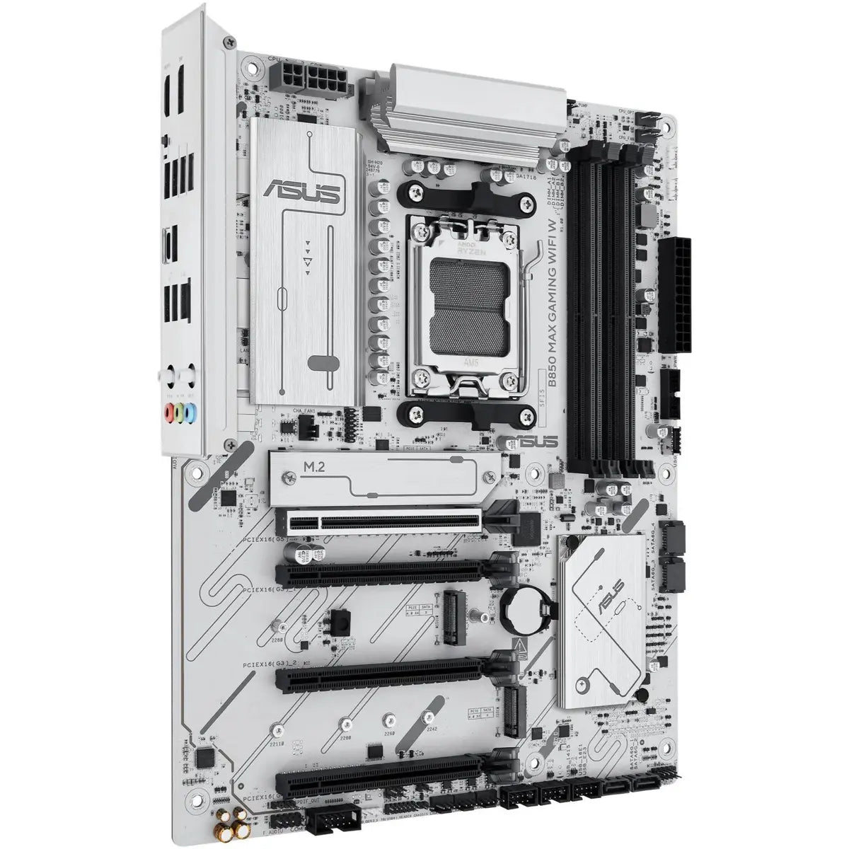 ASUS B850 Max Gaming WiFi W price in Pakistan at Mega Games, white AMD B850 AM5 ATX motherboard
