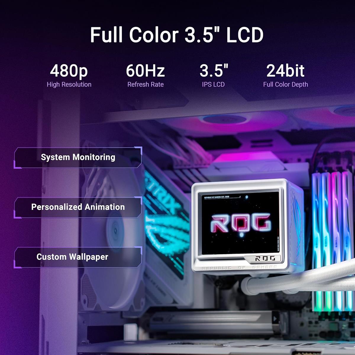 ASUS ROG Ryujin III 360 ARGB Extreme White Edition price in Pakistan at Mega Games, 360mm AIO CPU cooler with LCD