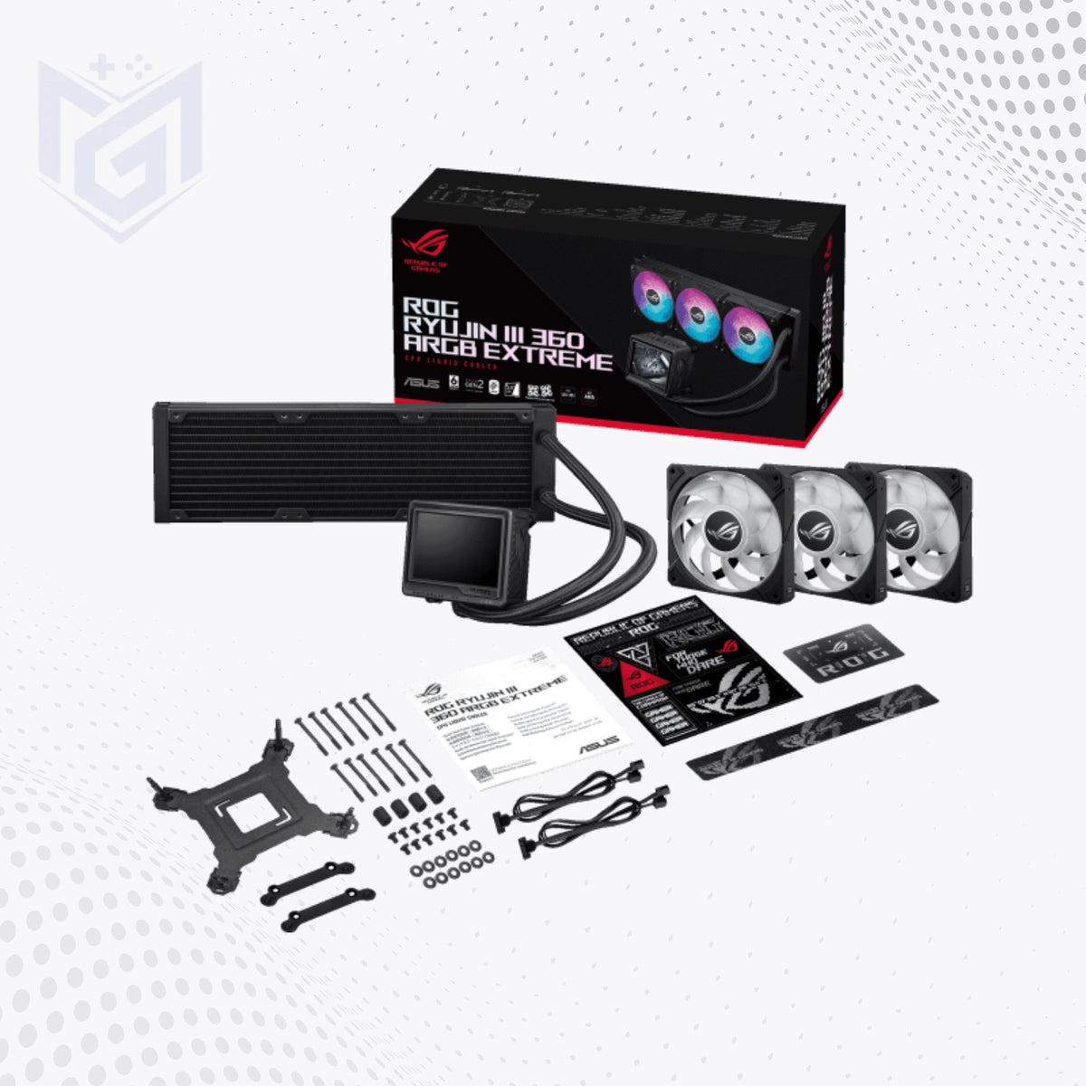 ASUS ROG Ryujin III 360 ARGB Extreme price in Pakistan at Mega Games, white 360mm AIO CPU cooler with LCD