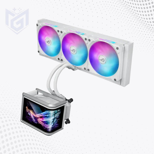 ASUS ROG Ryuo IV SLC 360 ARGB price in Pakistan at Mega Games, white 360mm AIO CPU cooler with AMOLED display