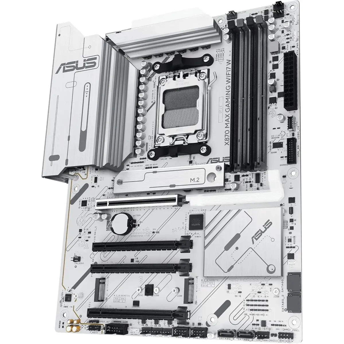 ASUS X870 Max Gaming WiFi7 W price in Pakistan at Mega Games, white AMD X870 AM5 ATX motherboard