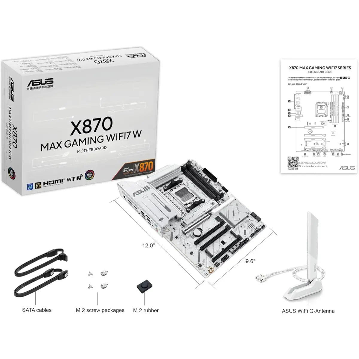 ASUS X870 Max Gaming WiFi7 W price in Pakistan at Mega Games, white AMD X870 AM5 ATX motherboard