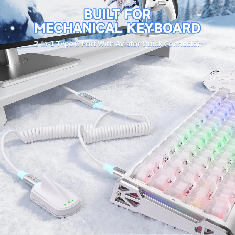 ATTACK SHARK C08 2-in-1 Custom Aviation Cable for 8kHz Magnetic Keyboards - Mega Games
