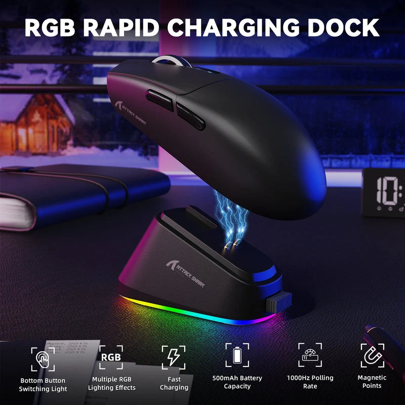 Attack Shark G3Pro Wireless Gaming Mouse Black Price in Pakistan - Mega Games