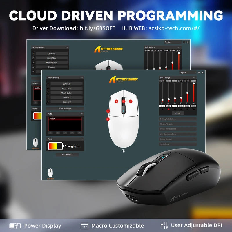Attack Shark G3Pro Wireless Gaming Mouse Black Price in Pakistan - Mega Games