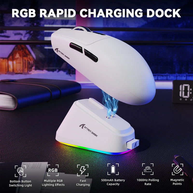 Attack Shark G3Pro Wireless Gaming Mouse White Price in Pakistan - Mega Games