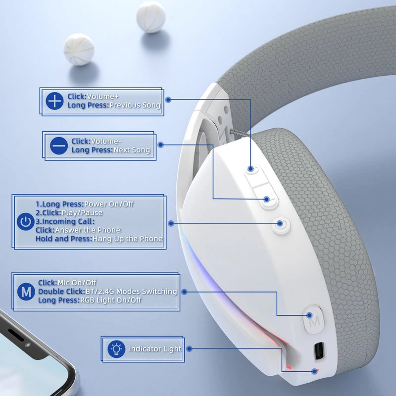 ATTACK SHARK L90 Foldable RGB Ultra-Light Tri-Mode Gaming Headset Price in Pakistan - Mega Games