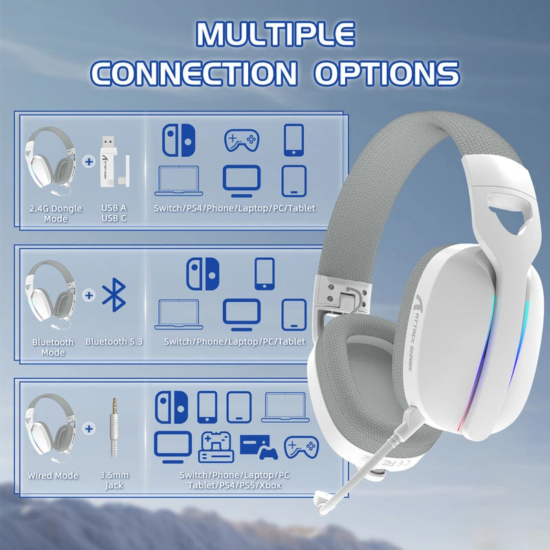 ATTACK SHARK L90 Foldable RGB Ultra-Light Tri-Mode Gaming Headset Price in Pakistan - Mega Games