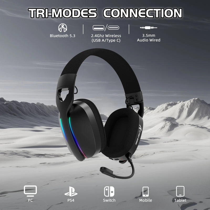 ATTACK SHARK L90 Foldable RGB Ultra-Light Tri-Mode Gaming Headset Price in Pakistan - Mega Games