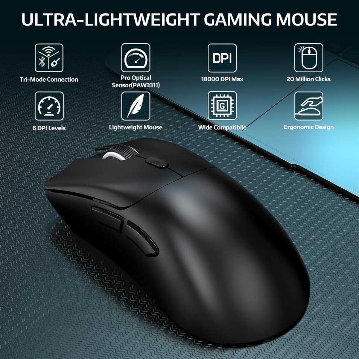 ATTACK SHARK R1 Wireless Gaming Mouse Black Price in Pakistan