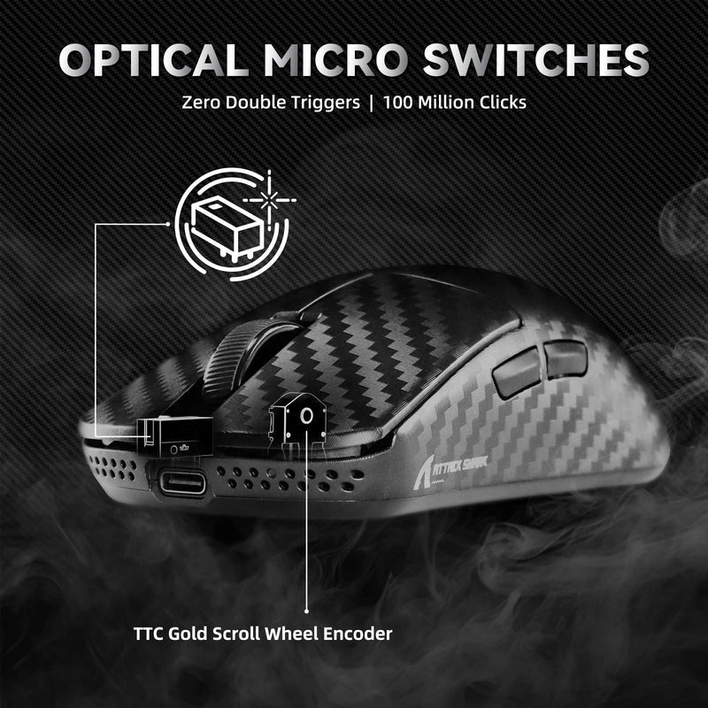 ATTACK SHARK R11 ULTRA Carbon Fiber Wireless 8K Gaming Mouse Price in Pakistan - Mega Games