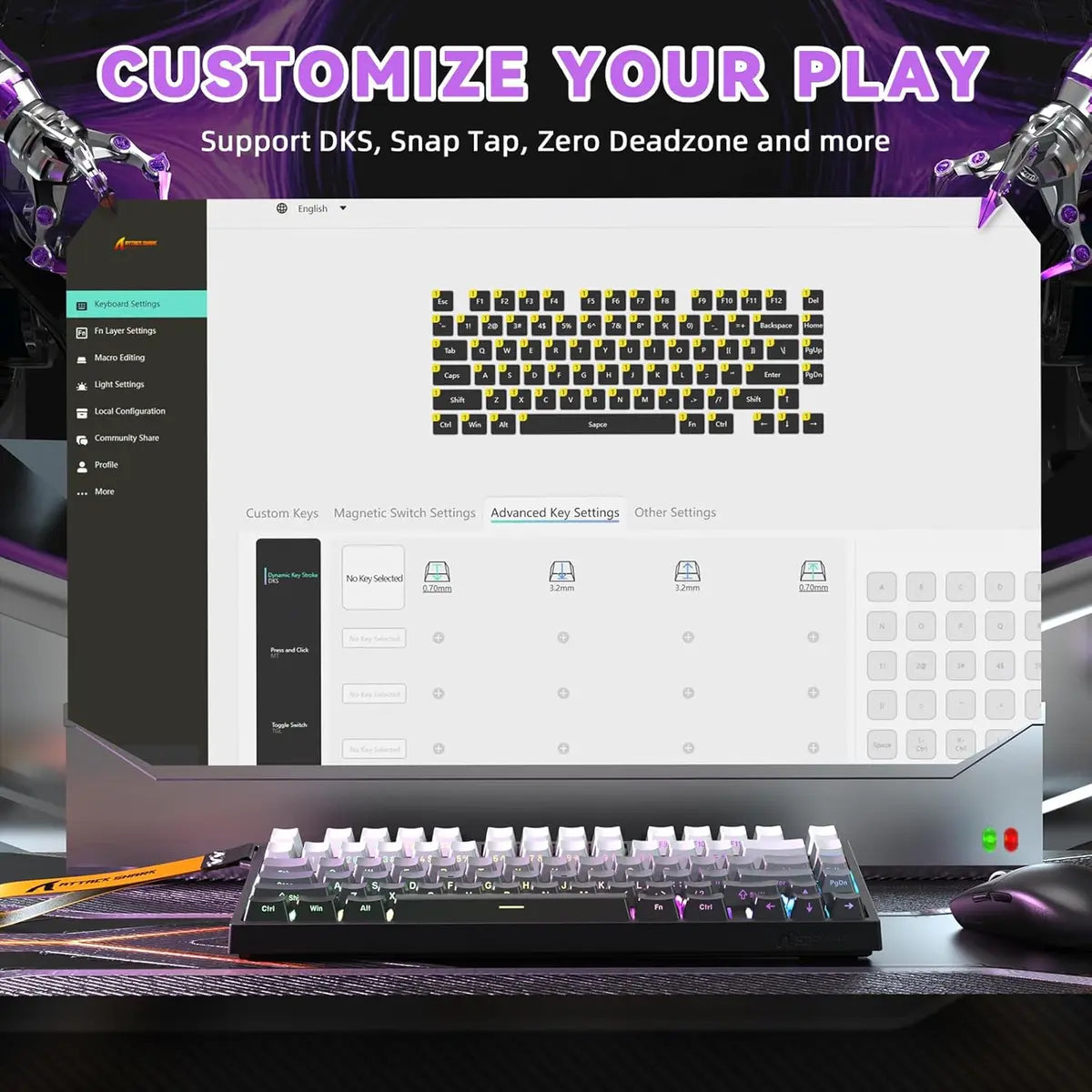 Attack Shark R82 HE Rapid Trigger Magnetic Gaming Keyboard Moonlight Price in Pakistan