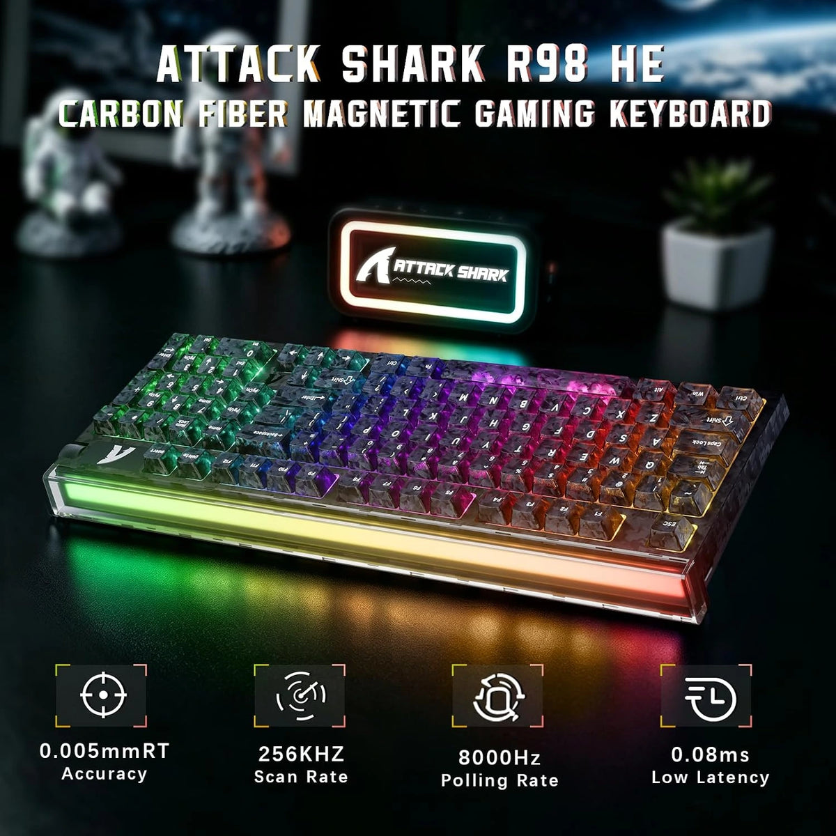 Attackshark R98 HE Magnetic Carbon Fiber Keyboard Black Ink Shade Price in Pakistan - Mega Games