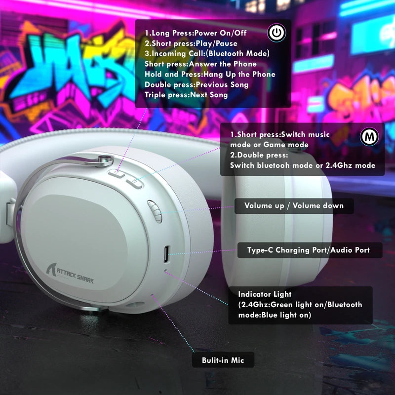 ATTACK SHARK L30 PRO Wireless Gaming Headset Price in Pakistan - Mega Games