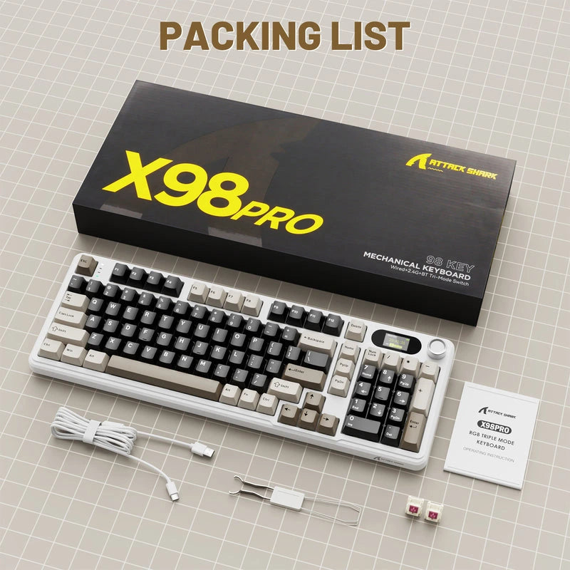 Attack Shark X98 Pro Wireless Mechanical Keyboard Cheese White Price in Pakistan