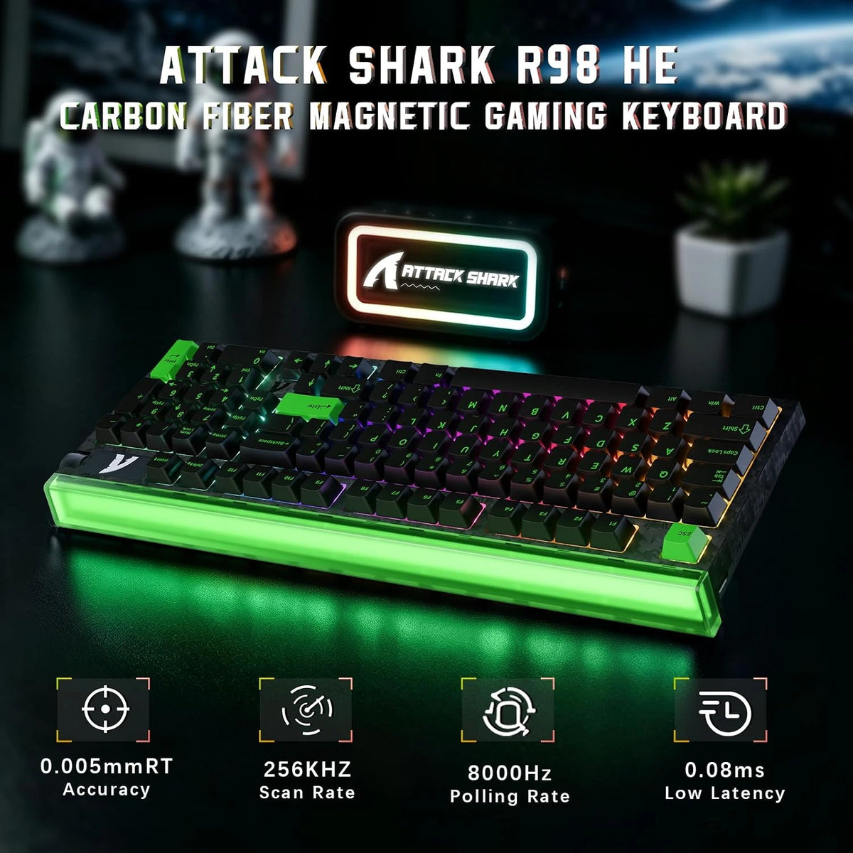 Attackshark R98 HE Neon Green Magnetic Gaming Keyboard Price in Pakistan - Mega Games