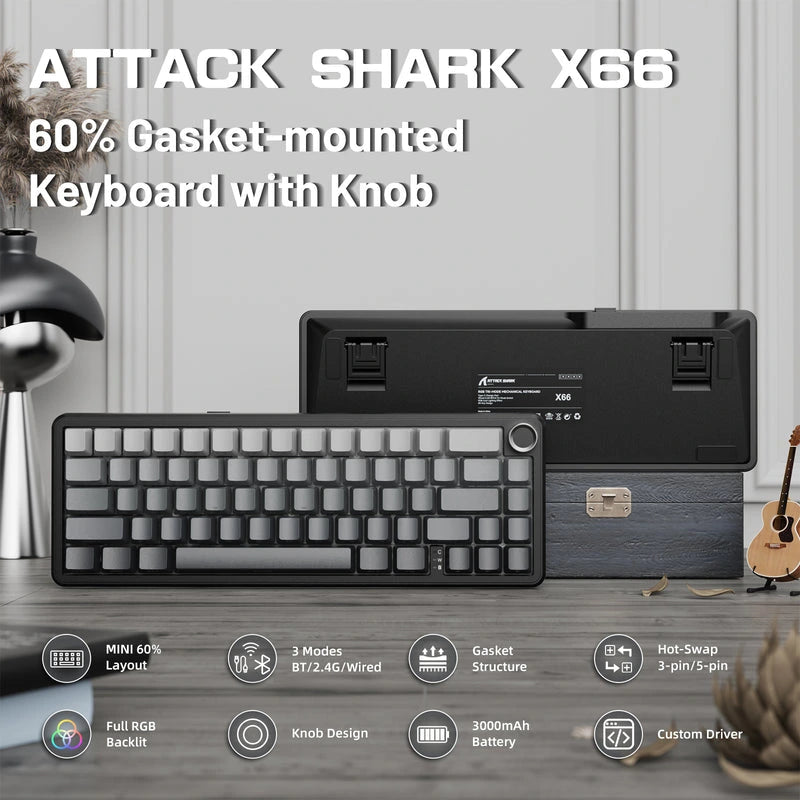 ATTACK SHARK X66 Wireless Mechanical Keyboard Moonlight Price in Pakistan